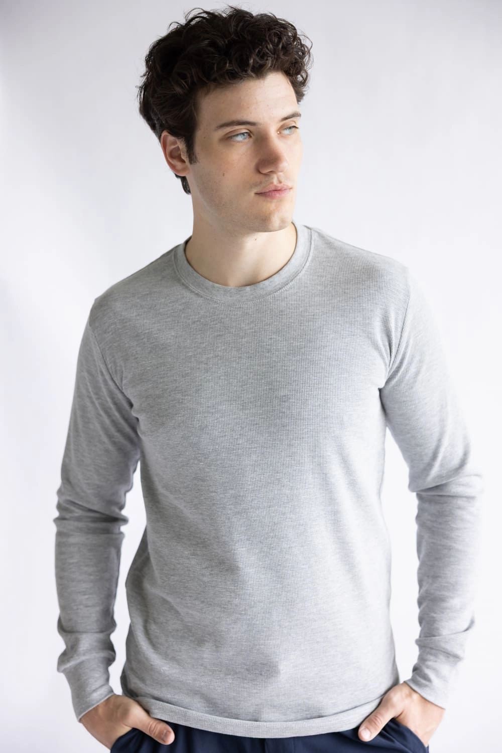 1897 Original Solid Crew Thermal Long Sleeve Shirt for Men in Grey | DLST044-HGREY Cozy Layering