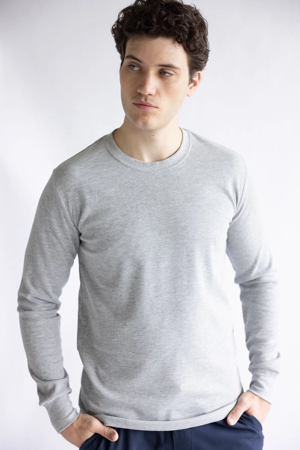 1897 Original Solid Crew Thermal Long Sleeve Shirt for Men in Grey | DLST044-HGREY Soft and breathable AntiStaticFinish