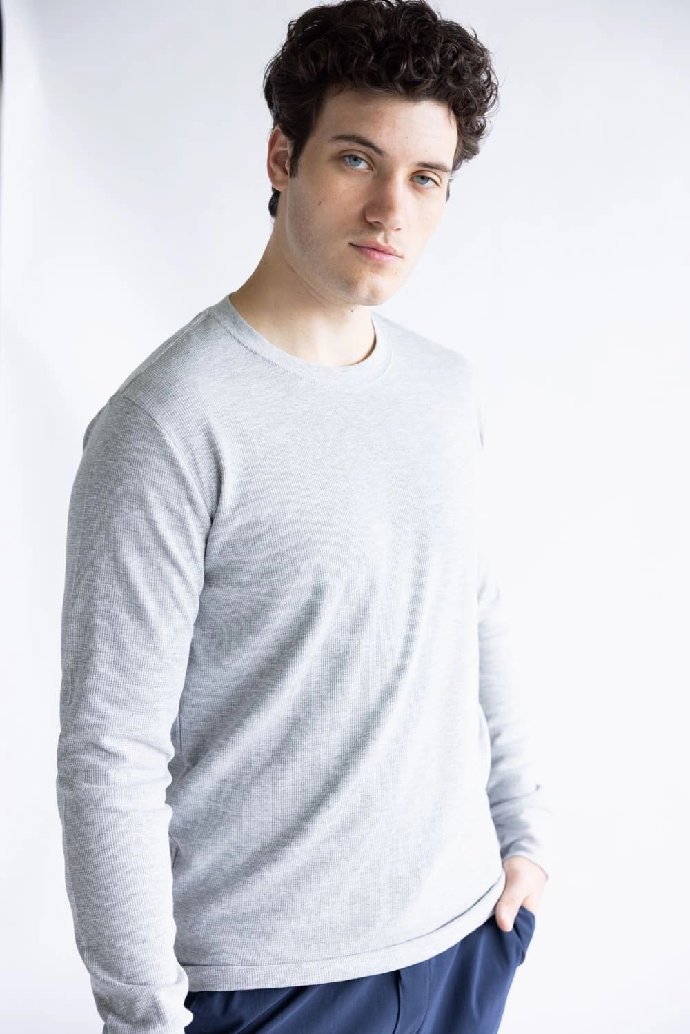 1897 Original Solid Crew Thermal Long Sleeve Shirt for Men in Grey | DLST044-HGREY Leisure Wear