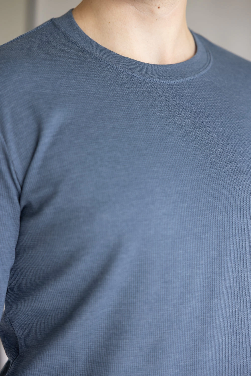 contrast City Casual 1897 Original Solid Crew Thermal Long Sleeve Shirt for Men in Navy | DLST044-NAVY