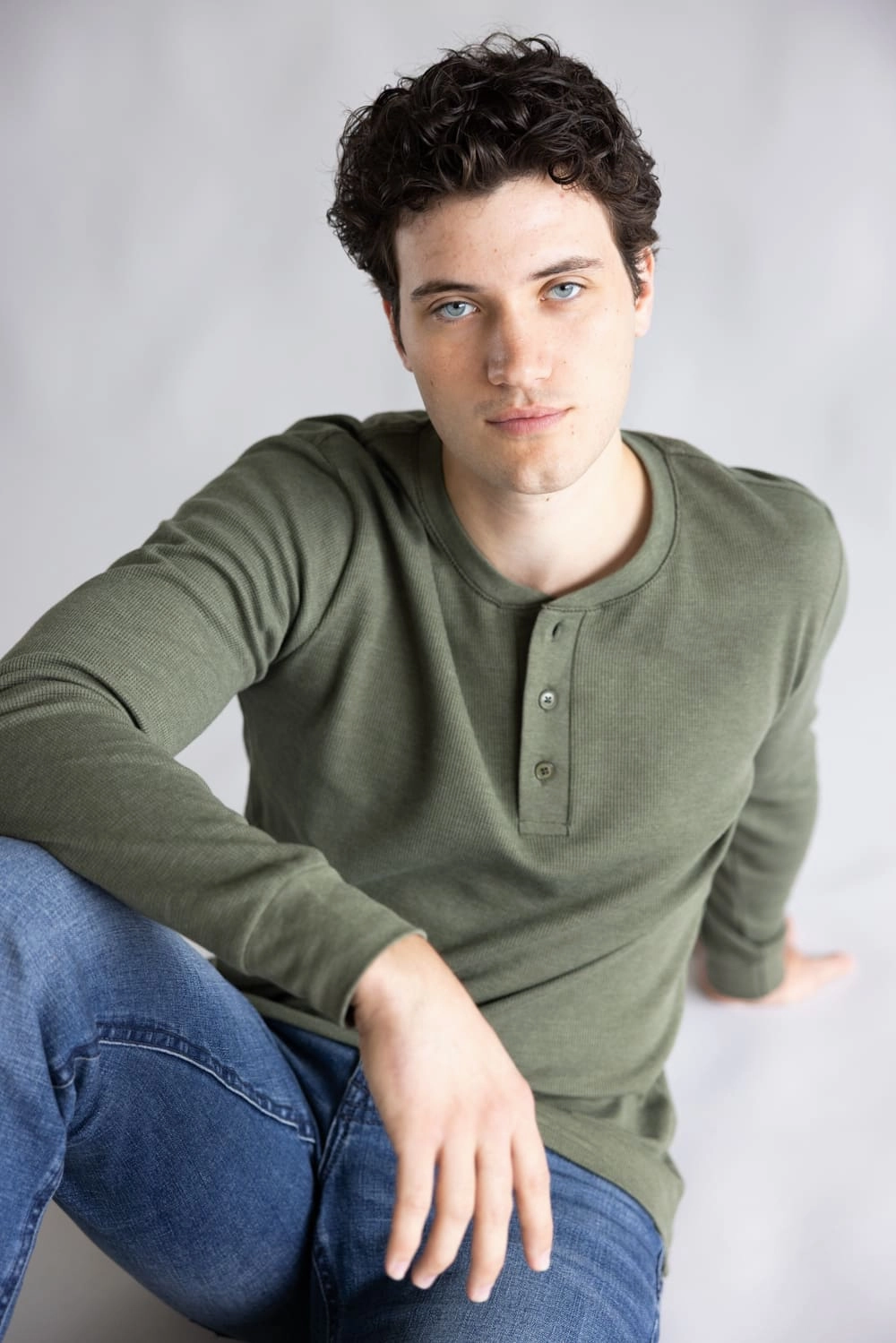 Side Vent Design 1897 Original Solid Henley Thermal Long Sleeve Shirt for Men in Green | DLST046-OLIVE