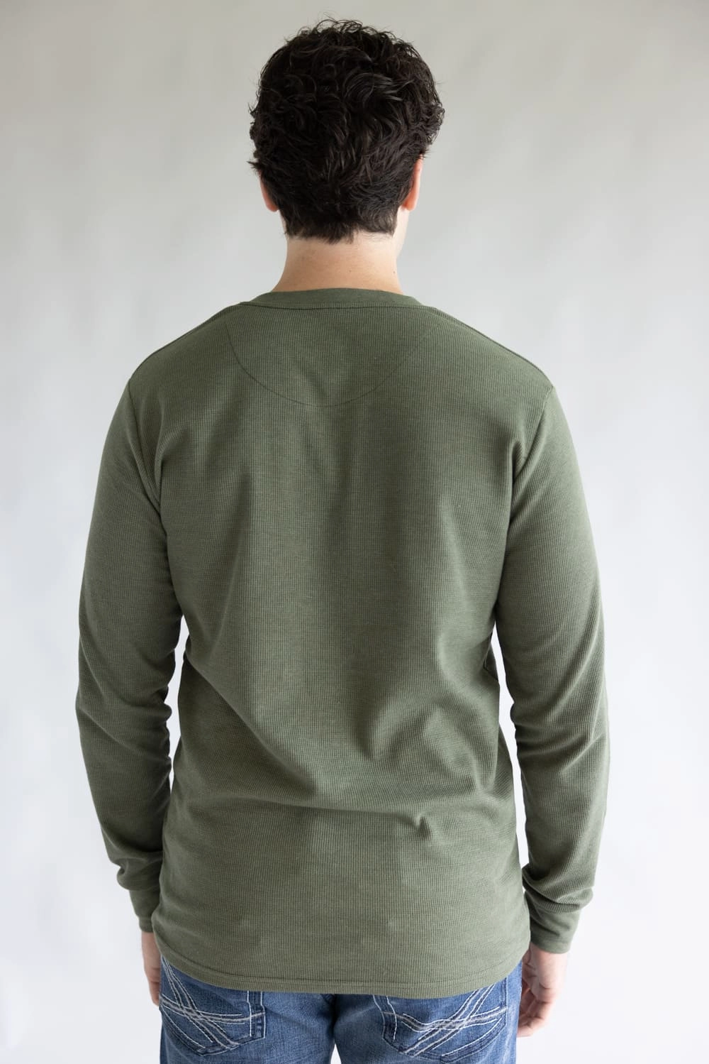 Light Layers 1897 Original Solid Henley Thermal Long Sleeve Shirt for Men in Green | DLST046-OLIVE