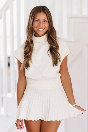 YarnDyed Stripes Soft Brushed Lining 2 Good 2 Be True Crop Top - Cream