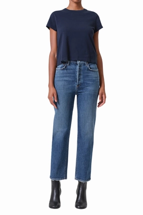 City Life Style Modern Minimalist Creative Look 90's Pinch Waist Crop in Solace