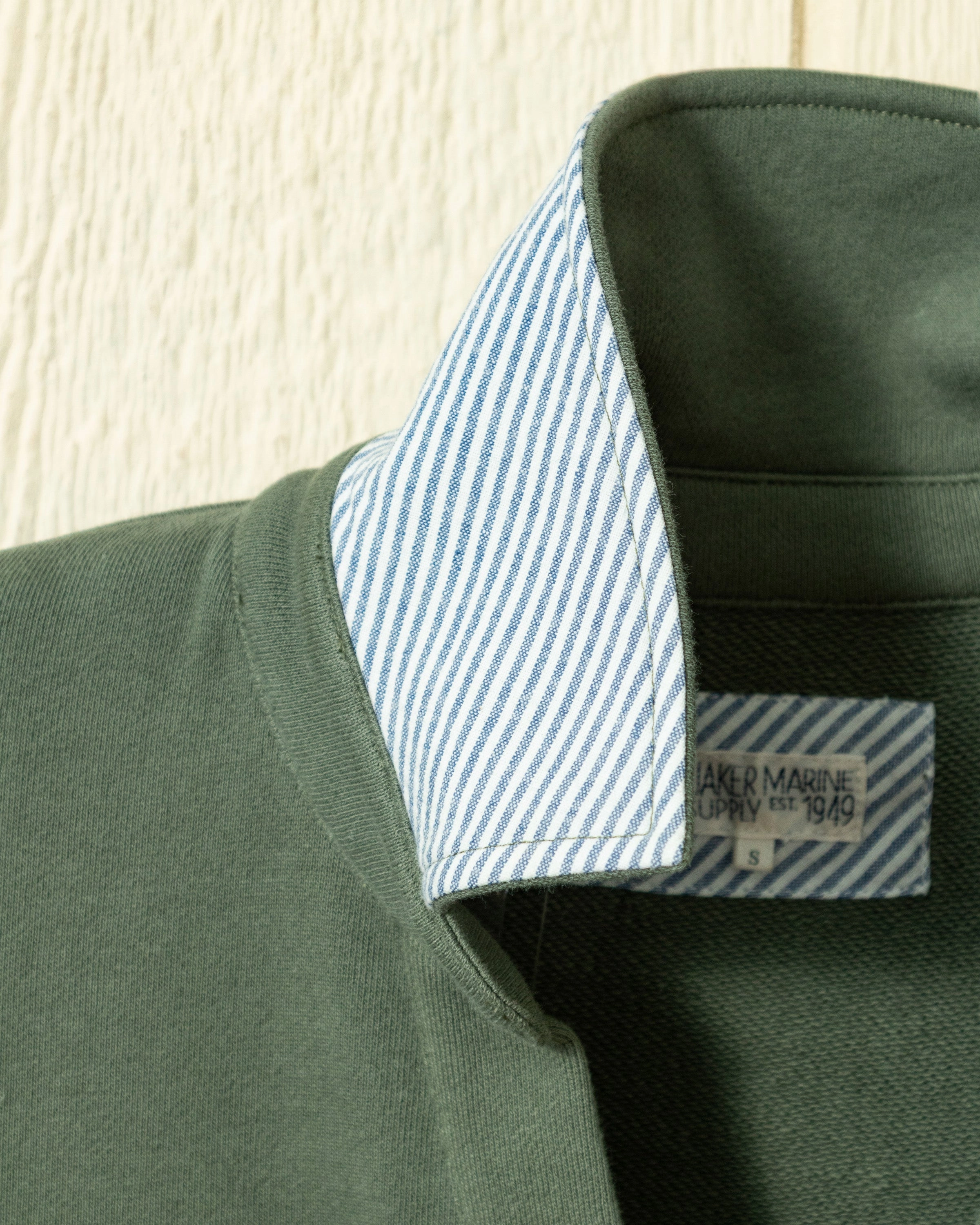 (PRE-ORDER) Inlet Pullover in Olive Loopback Terry Reinforced Seams