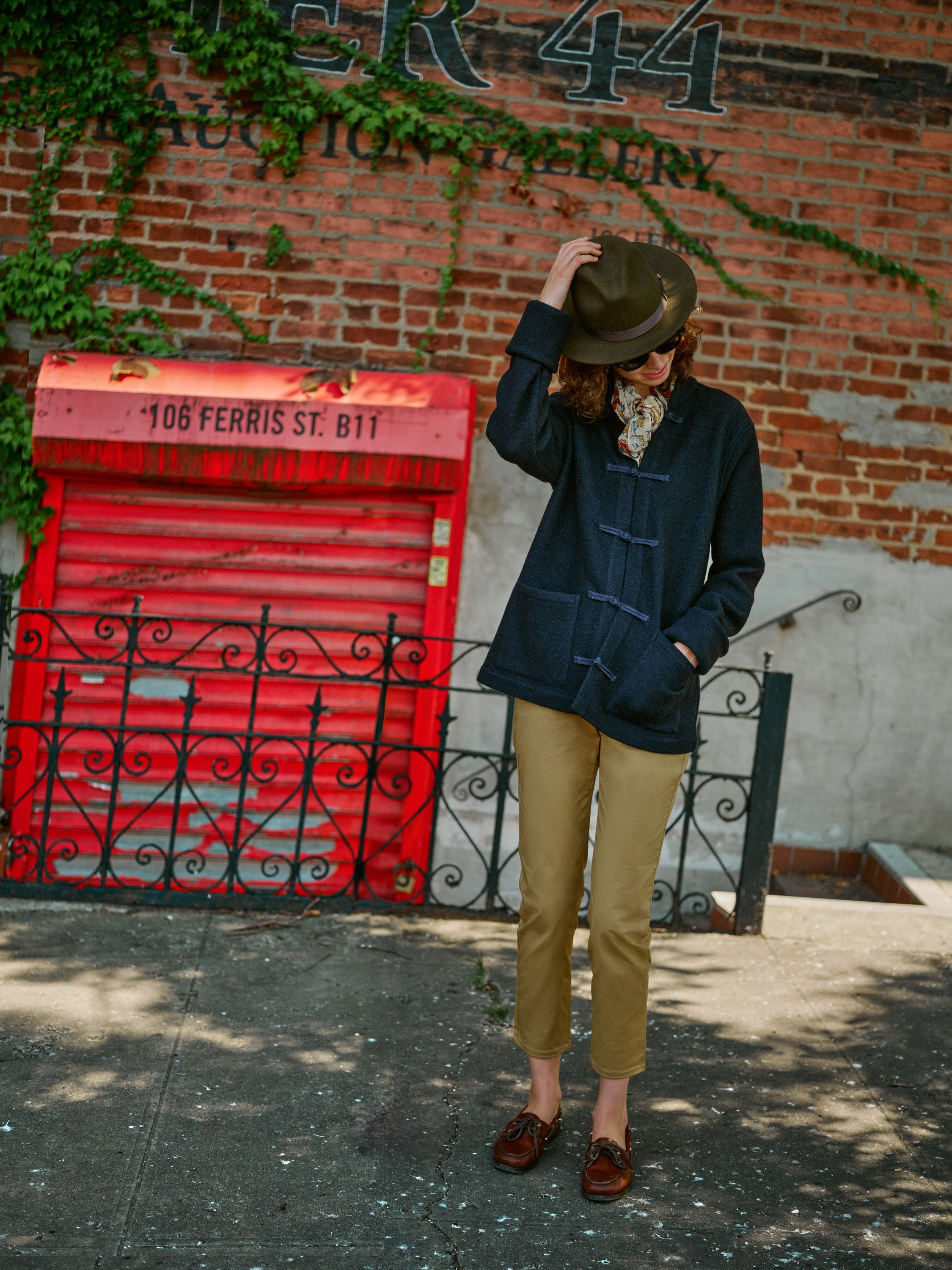 (PRE-ORDER) Martinique Jacket in Navy Felted Wool Ergonomic Mobility Cut Ventilated Panels