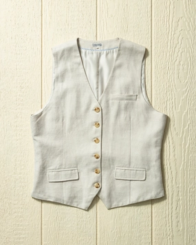 (PRE-ORDER) Waistcoat in Cotton Linen Herringbone Twill Flexible Joint Mobility