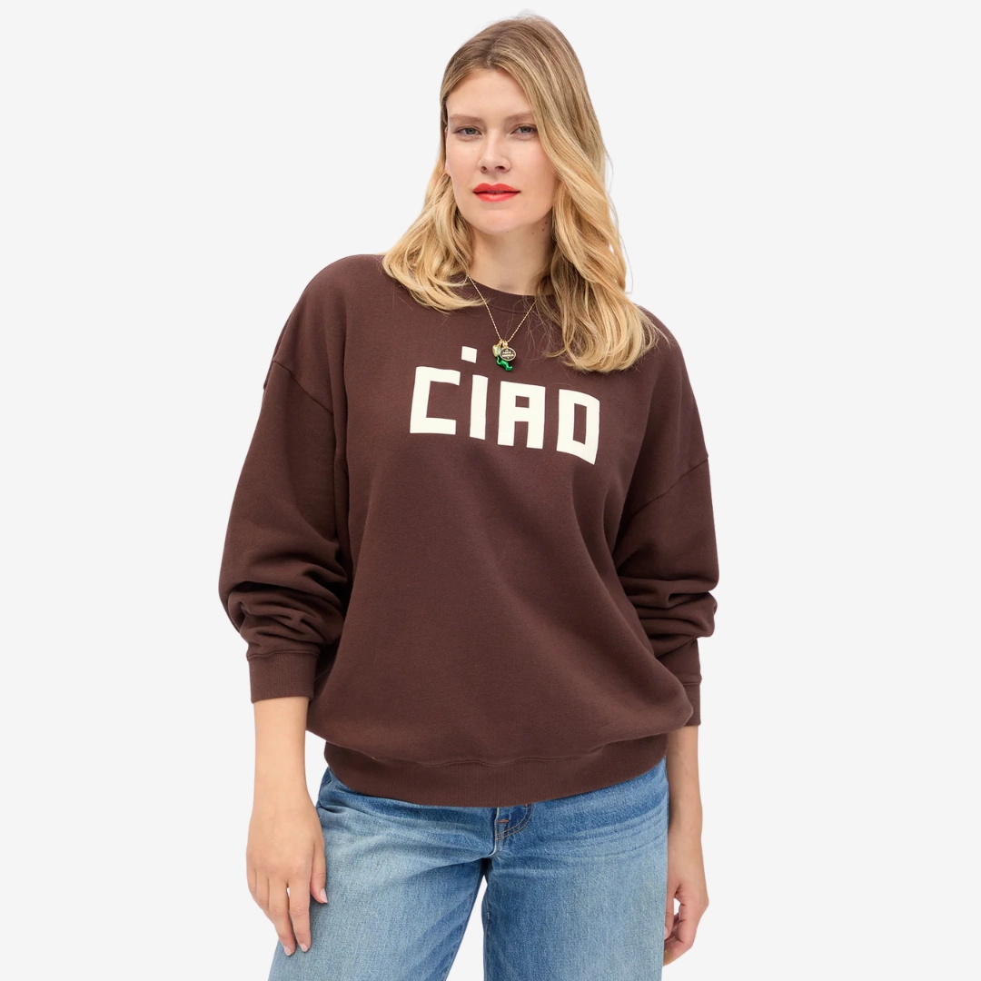 "Block Ciao" Oversized Sweatshirt (Chocolate) Daily Chic Sporty Style