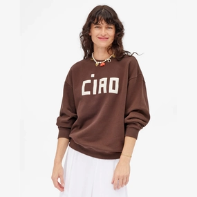 product customization options product lanyard visibility "Block Ciao" Oversized Sweatshirt (Chocolate)