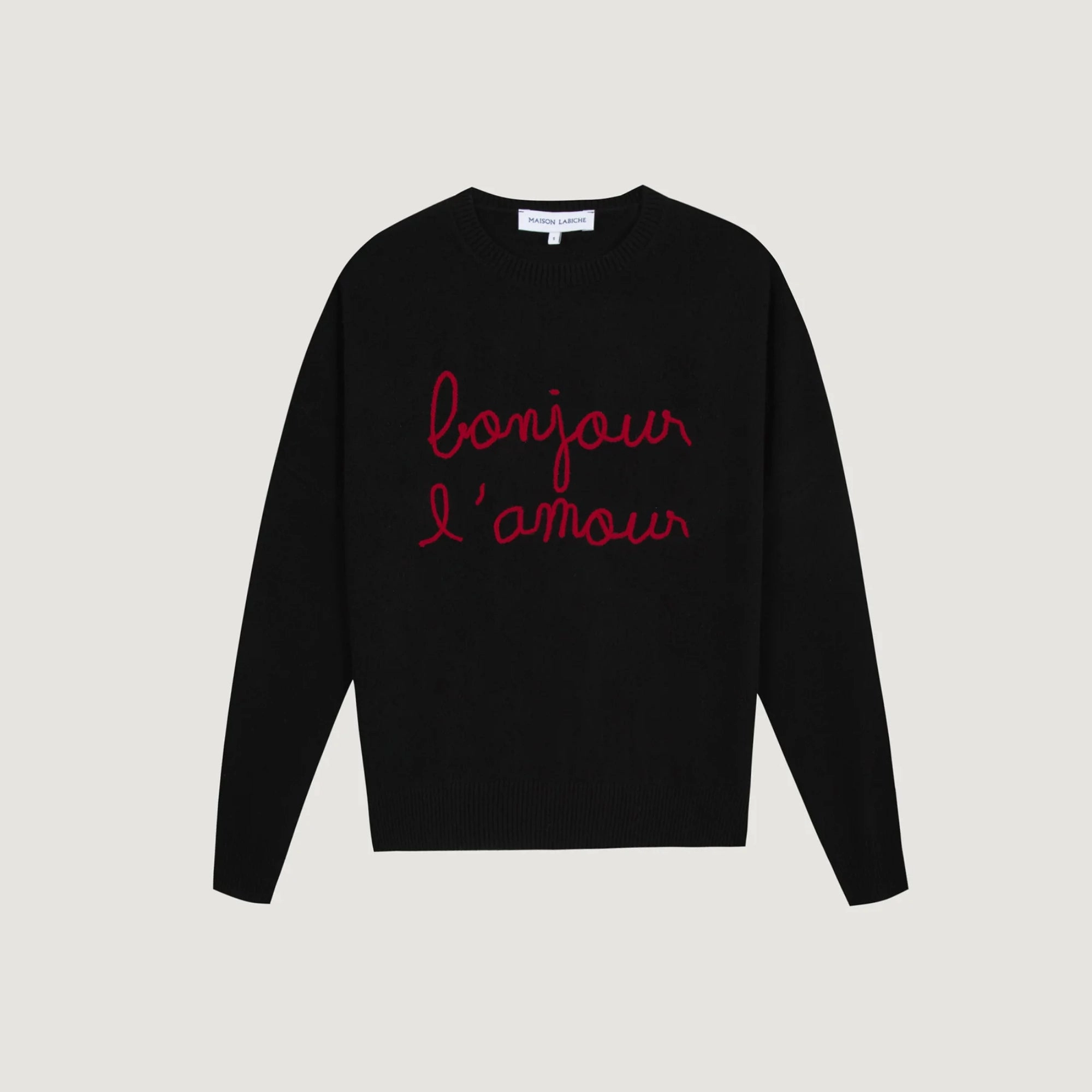"Bonjour L'Amour" Buzelin Cashmere Sweater (Black) Cold Mornings EcoCertified Wool Blend