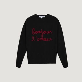 "Bonjour L'Amour" Buzelin Cashmere Sweater (Black) Cold Mornings EcoCertified Wool Blend