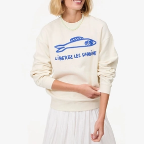 "Liberez les Sardines" Oversized Sweatshirt (Cream) Daily Bold