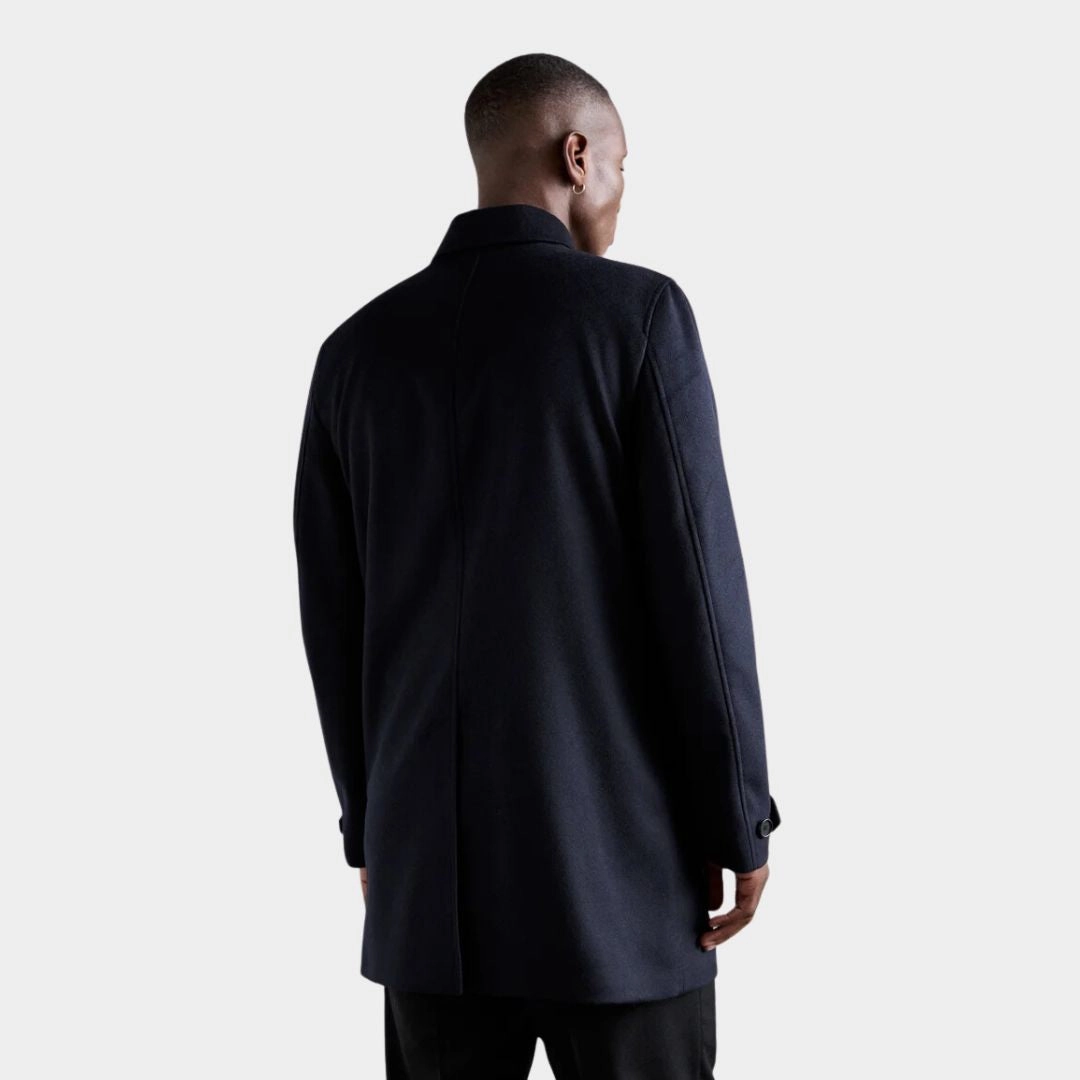 Full Zip Closure Cotton Twill Cane Coat (Light Ink)