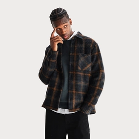 Vegan Safe Ripstop Fabric Technology Whiting Overshirt Drawn Check (Teal   Orange)