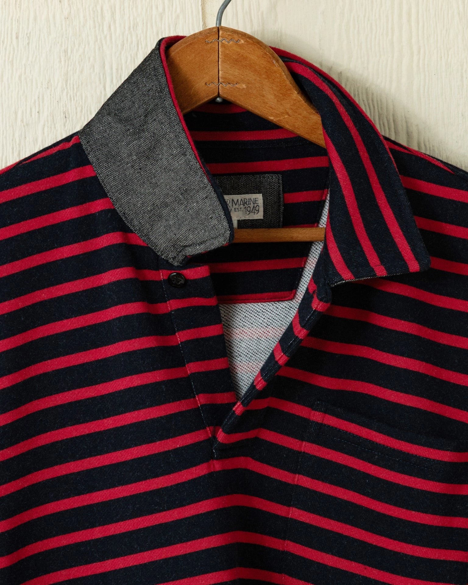 SoftTouch Collar Lining Acadia Polo in Navy/Breton Red Loopback Terry
