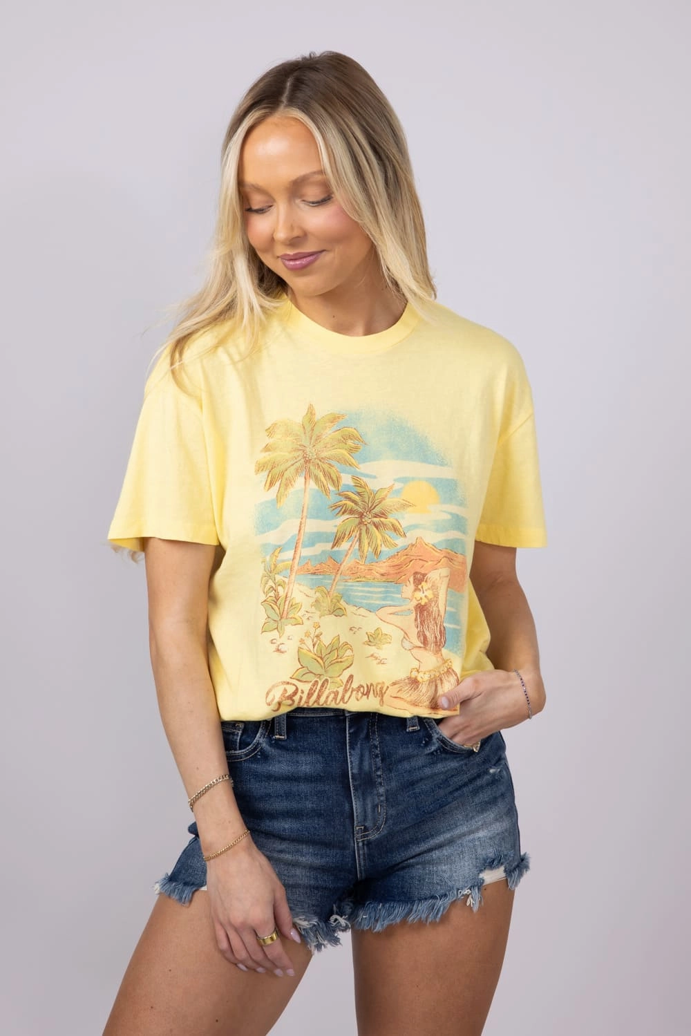 Thermoregulating Fabric Limited Edition Billabong Trouble In Paradise T-Shirt for Women in Yellow | 24B352509-YZN0