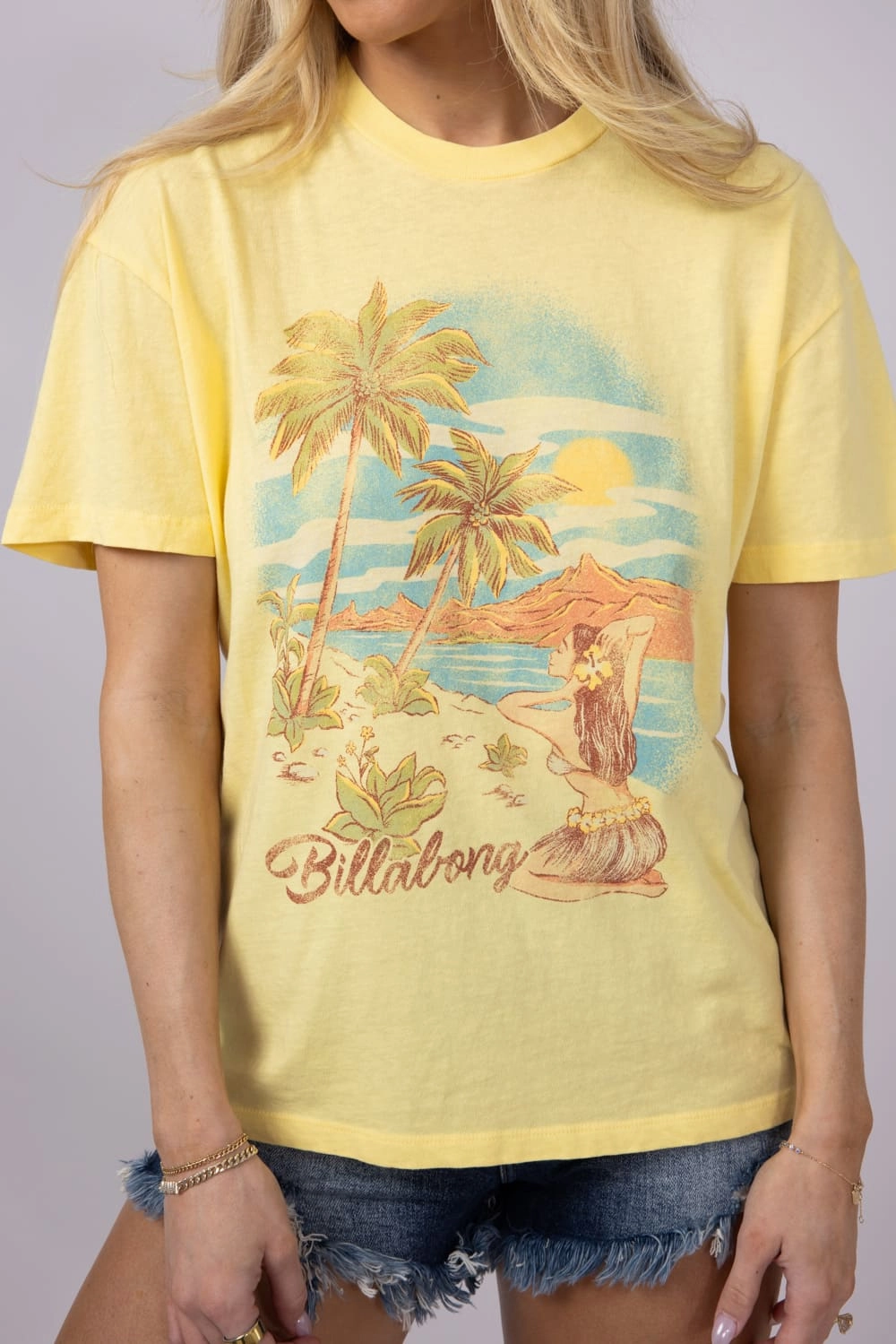 Non Irritating Collar Billabong Trouble In Paradise T-Shirt for Women in Yellow | 24B352509-YZN0