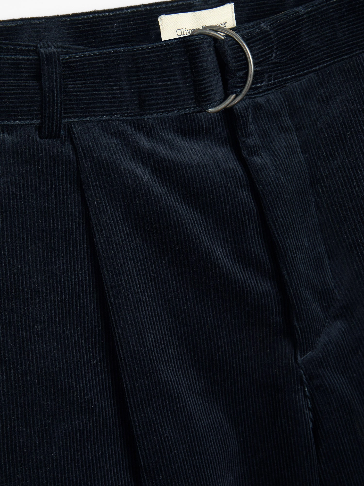 Comfortable Cut Smart Utility Belted Trousers Sibley Cord Navy