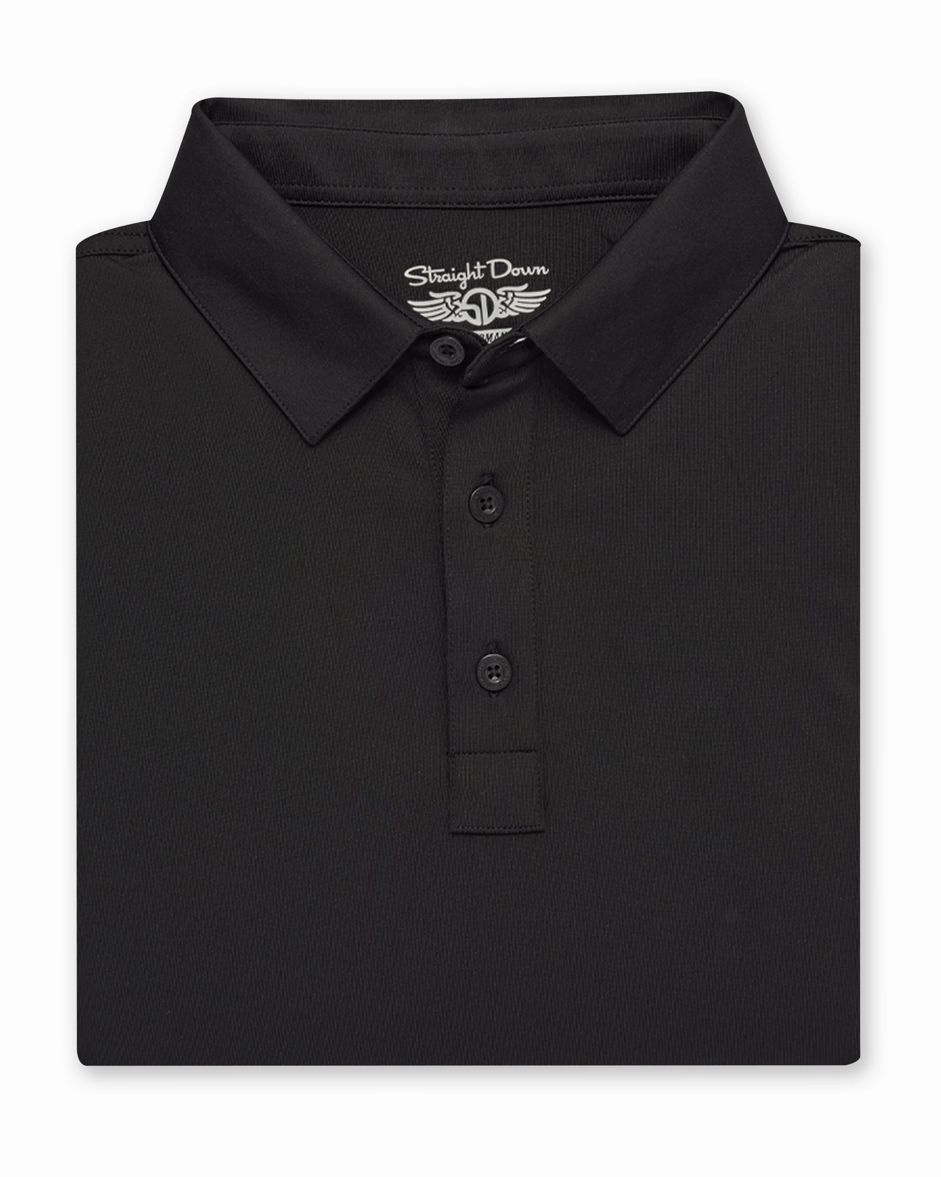 Lightweight Knit Material Olympic Polo - Black