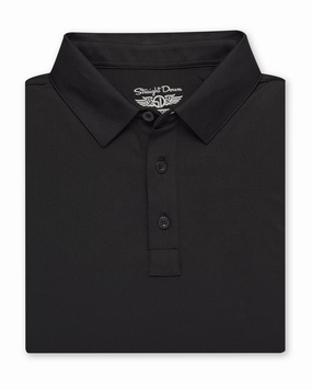 Lightweight Knit Material Olympic Polo - Black