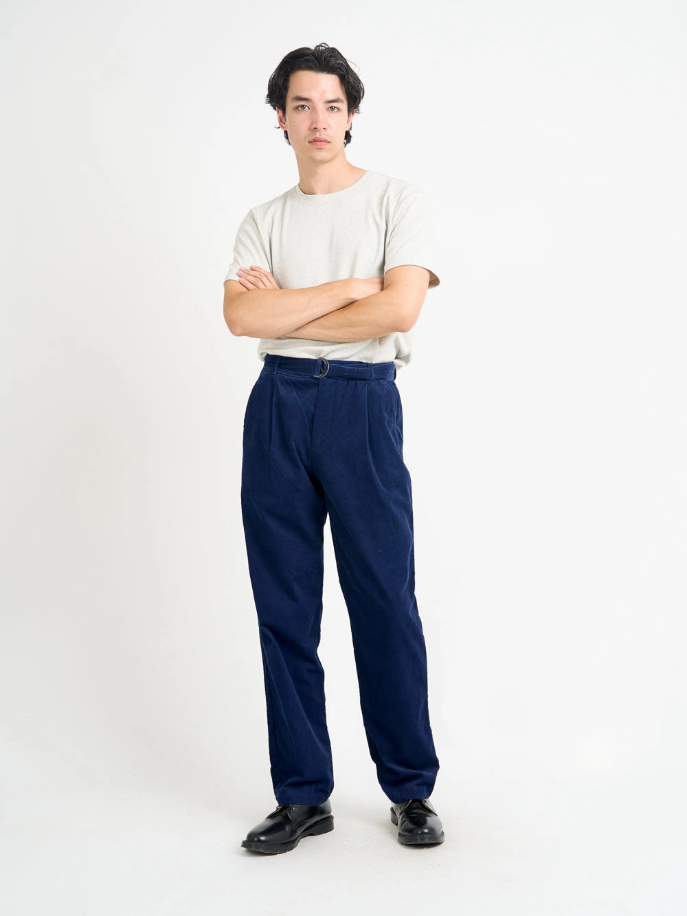 Smart Casual Belted Trousers Newson Cord Indigo