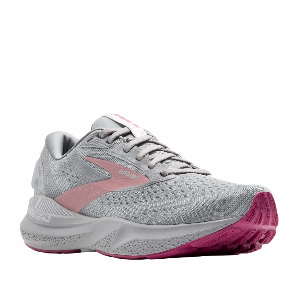 Brooks Women's Adrenaline GTS 24 Wide Grey/White BreathableFabric evening - wear shoes