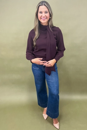 FrictionResistant Trim AntiPill Texture Velvet Wine Sweater