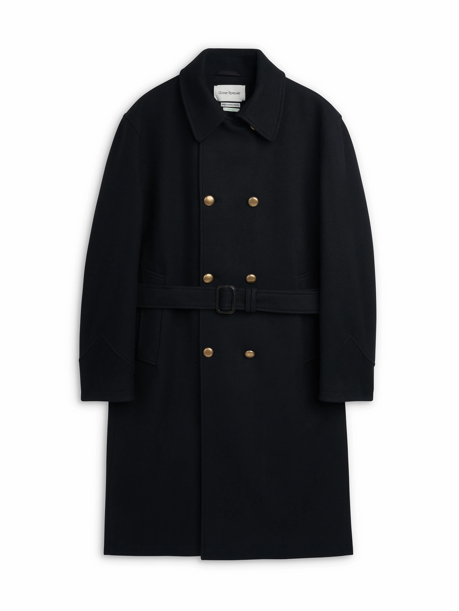 Nylon Shell Construction Big Coat Mosedale Black with Brass Buttons