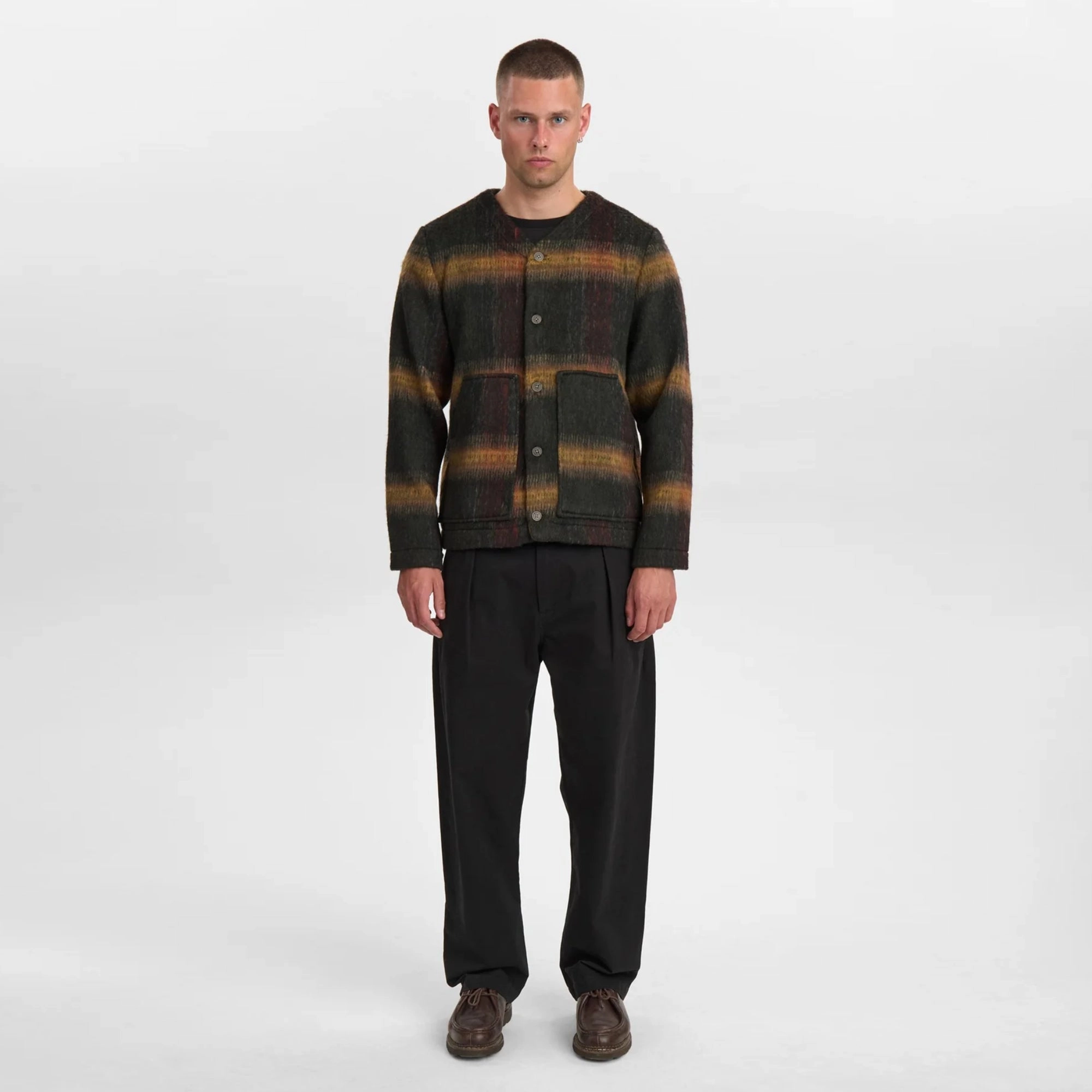 Flexible Elbow Patches EcoFriendly Water Repellency Akdan Heavy Twill Check Overshirt (Forest Night)