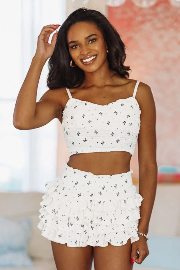 Endless Ribbons Cropped Top - Ivory  (FINAL SALE) AntiOdorTreatment Casual dress