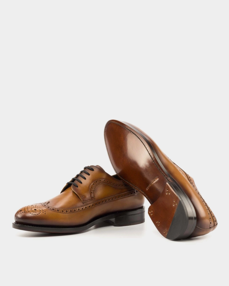 Outlet - Cognac Calf Longwing Blucher Refined Style Classic Formal