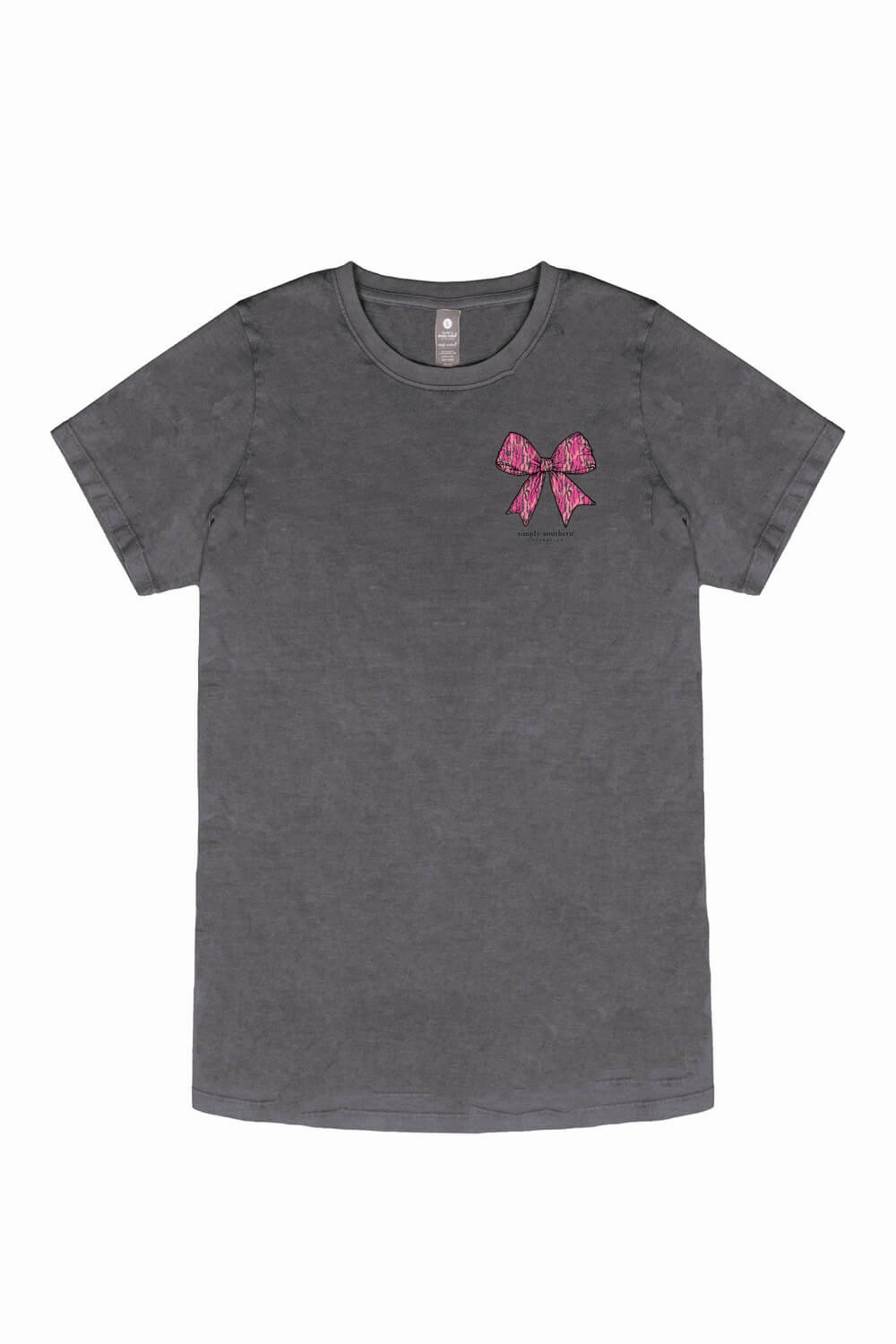 Simply Southern Camo Bow Better T-Shirt for Women in Washed Coal | SS-CAMOBOW-WSHCOAL Holiday Style Trend Casual Look