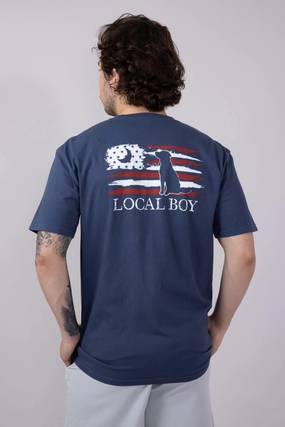 Oeko Tex Certified Fashion Must-Have Local Boy Printed USA T-Shirt for Men in China Blue | L1000530-CHINABLUE