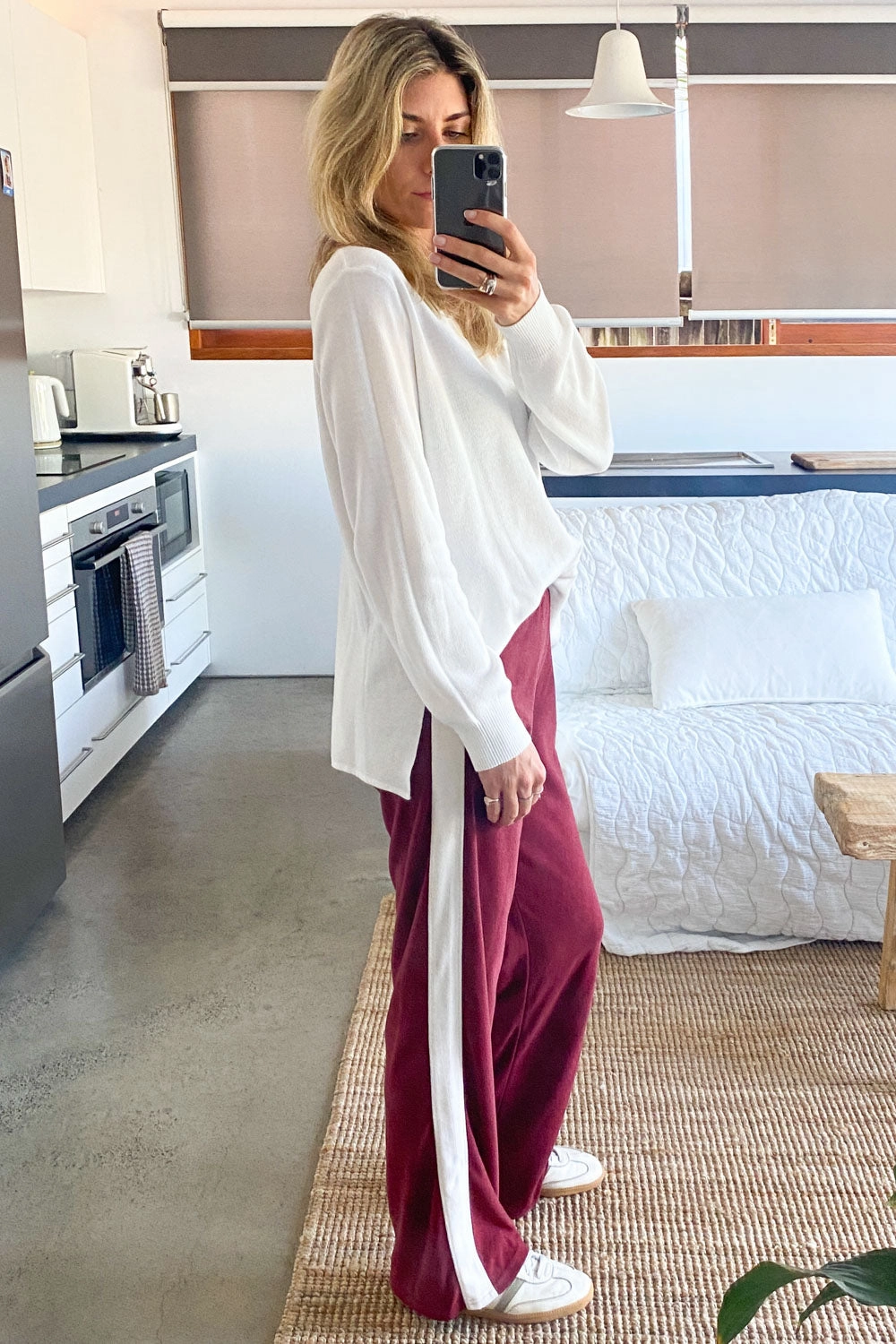 Terry Stripe Pants Polyester fabric Soft Wear