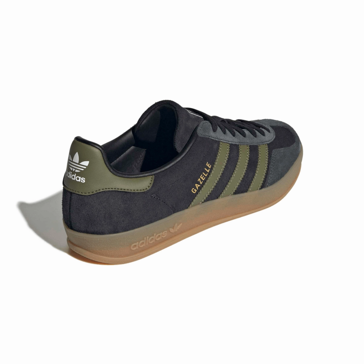 Adidas Men's Gazelle Indoor Black/Focus Olive/Carbon Traction Grip Pattern