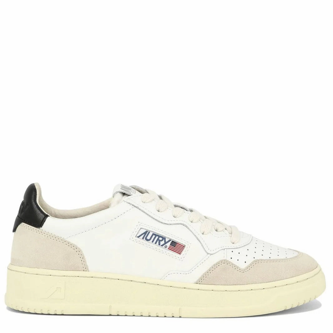 Medalist Low Sneaker (White Leather   Blue Leather   Beige Suede) Fit Flex Abduction Guide