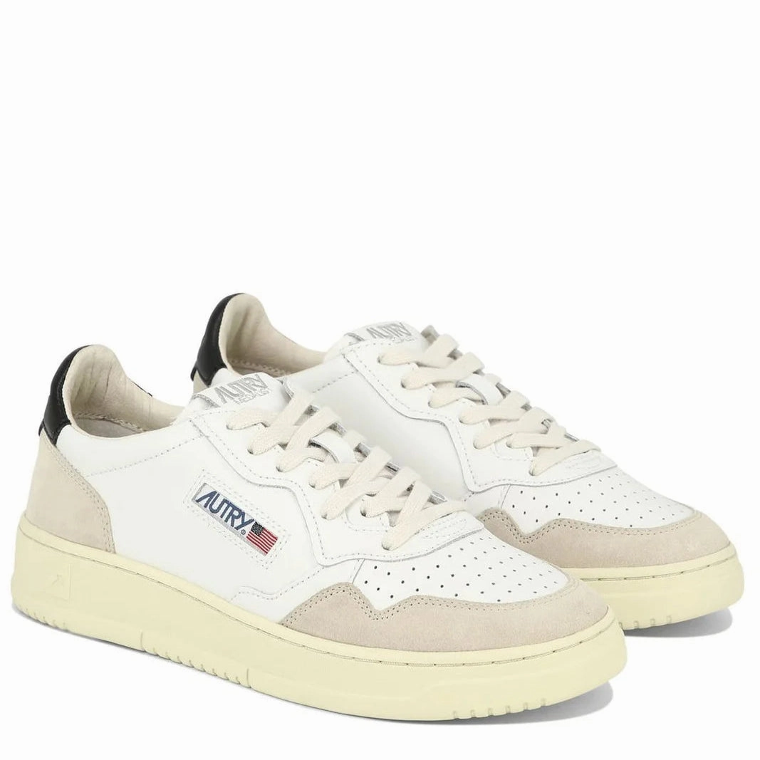Medalist Low Sneaker (White Leather   Blue Leather   Beige Suede) Bonded Overlays Comfortable Front