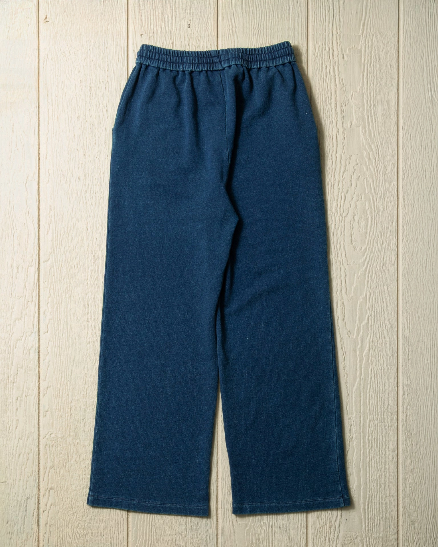 Women??s Wide Leg Monterey Pant in Dark Wash Indigo Loopback Terry No Frills Fit Quick Dry Wear
