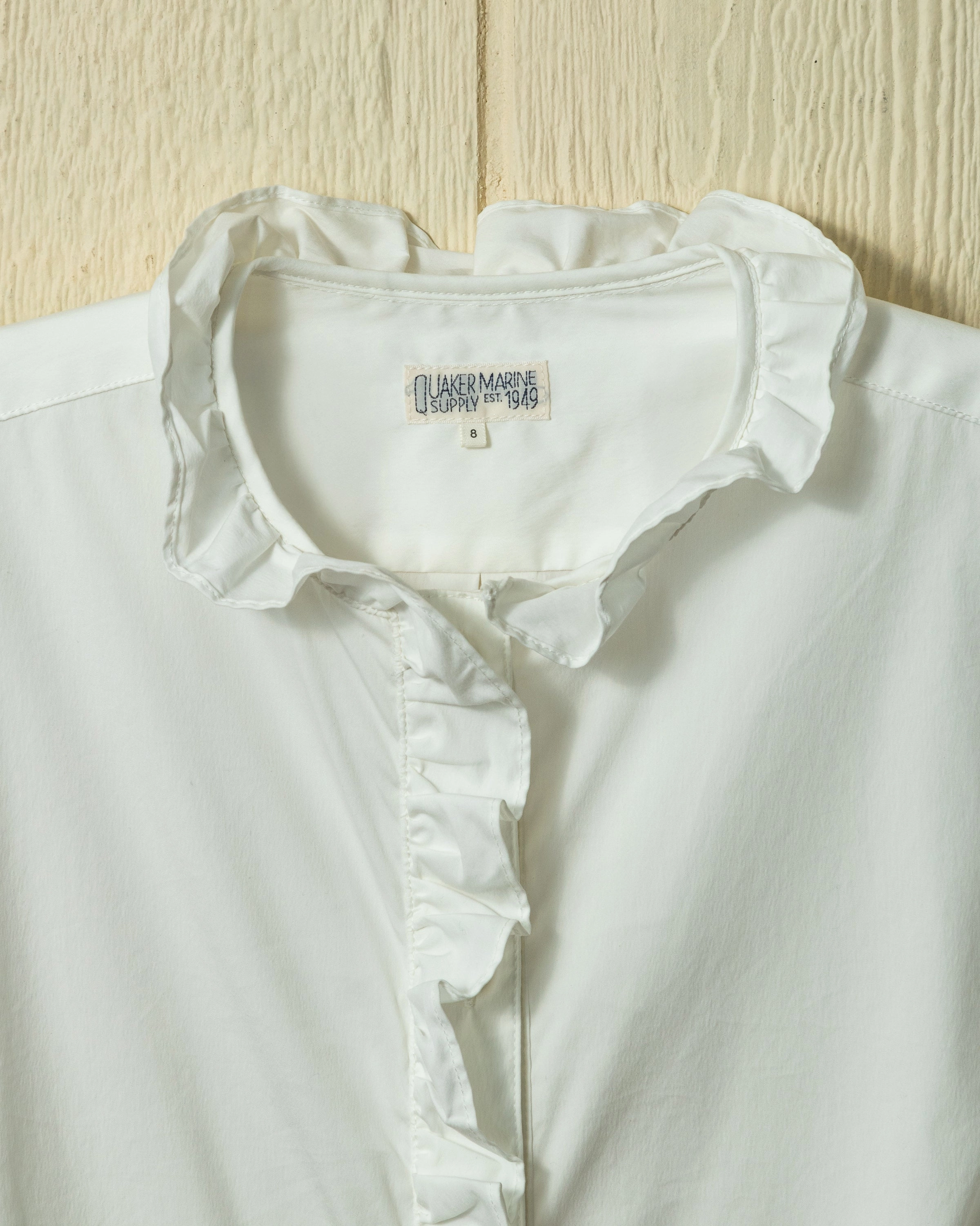 UltraLightweight HighDurabilityWeave (PRE-ORDER) Ruffle Placket Shirt in White Broadcloth