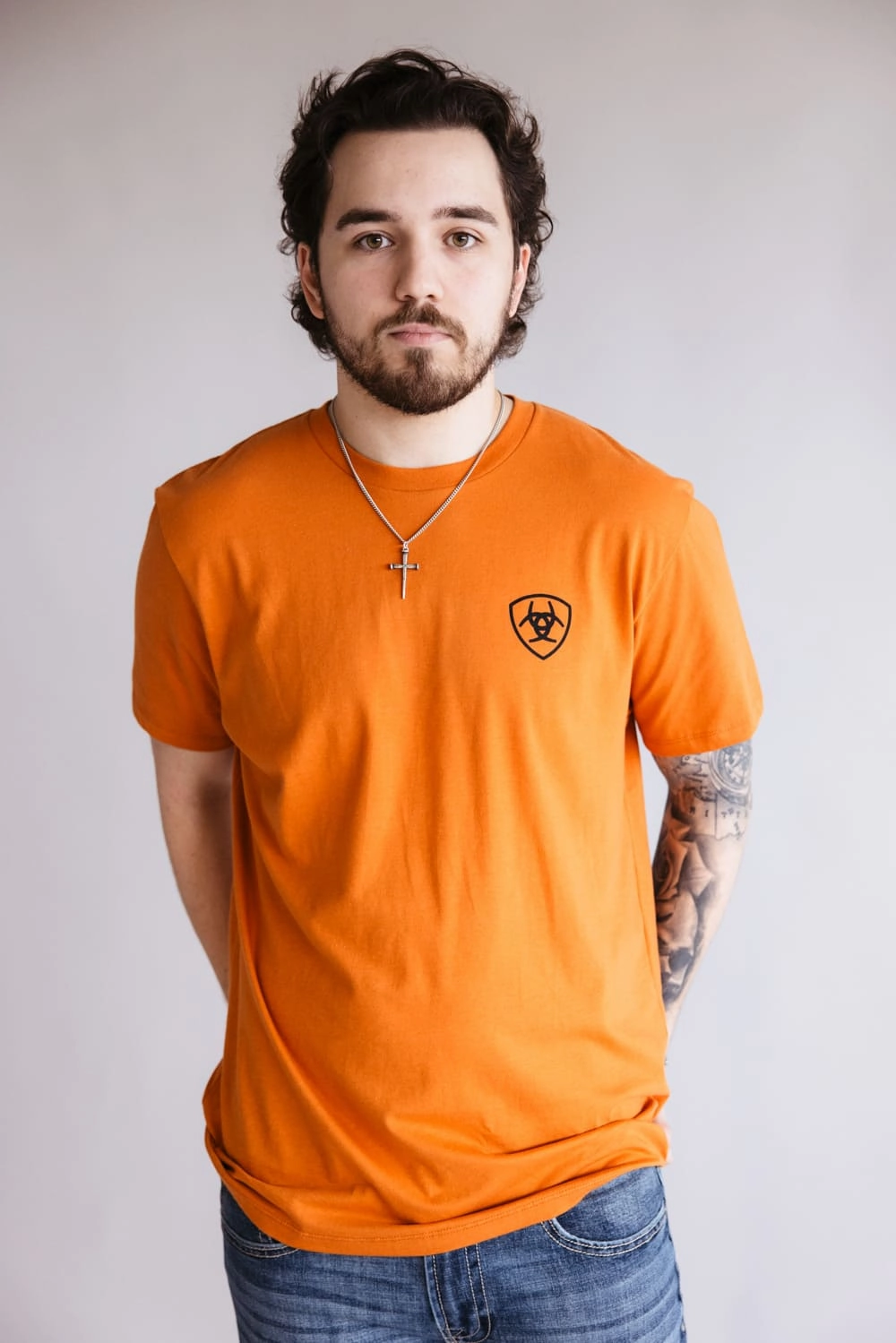 AntiStaticFinish BreathableFabric Ariat Barb Shield T-Shirt for Men in Rust | 10054774-RUST