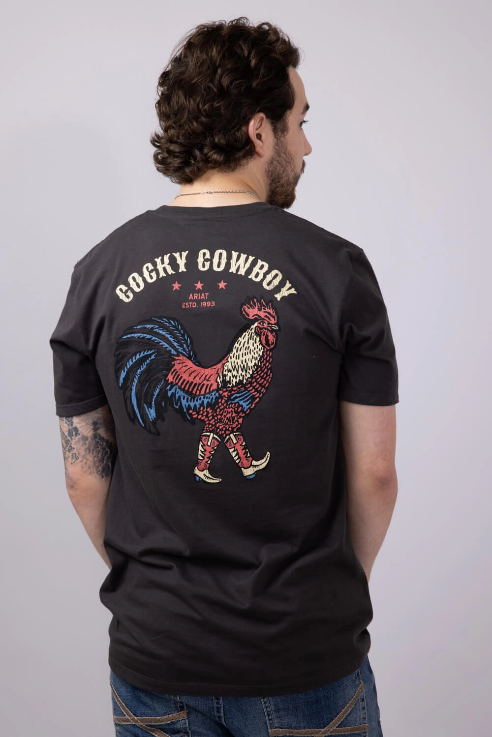Ariat Cocky Cowboy T-Shirt for Men in Vintage Black | 10058894-VINTAGEBLACK vacation wear