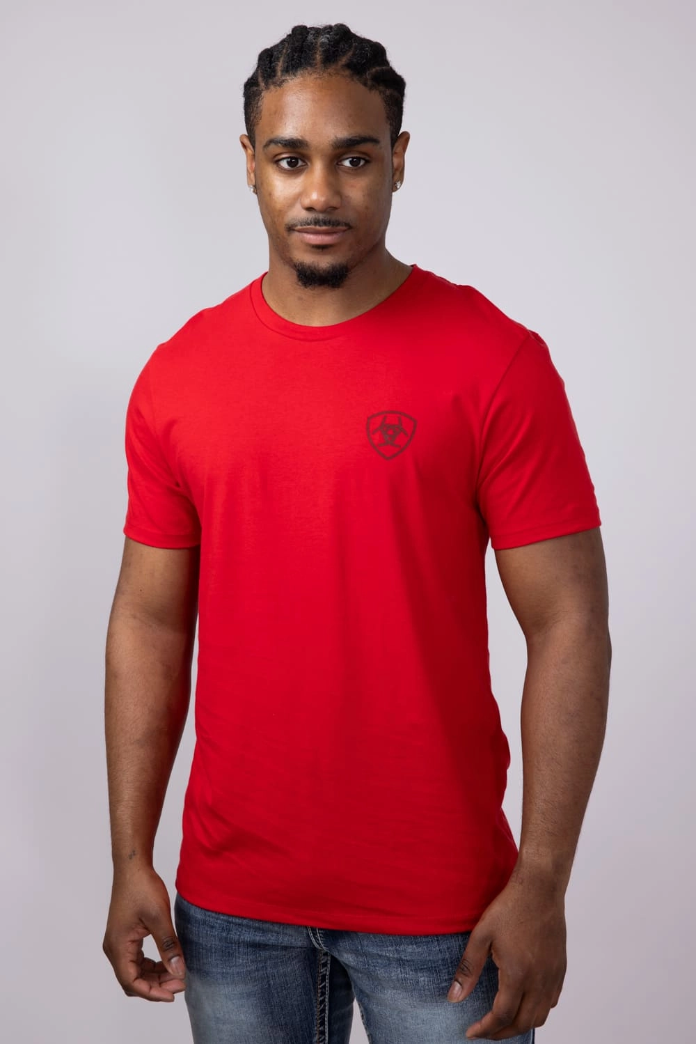 Everyday Chic Casual Comfort Top Ariat Etched Buffalo LOTF Flag T-Shirt for Men in Red | 10058939-REDLINE FLAG
