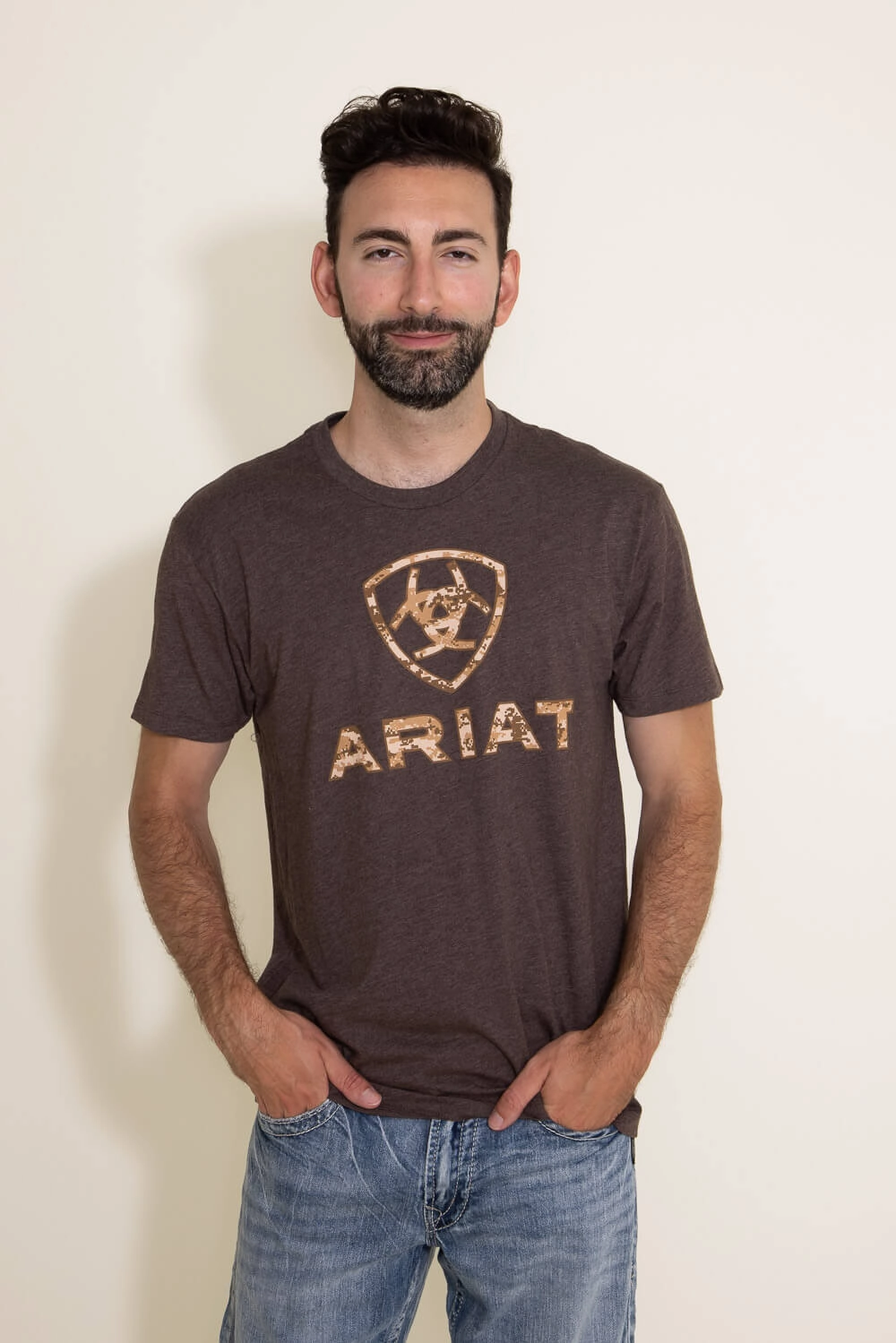 Ariat Liberty USA Digi Camo T-Shirt for Men in Brown | 10027515-BROWN Comfortable Style Scoop neck femininity