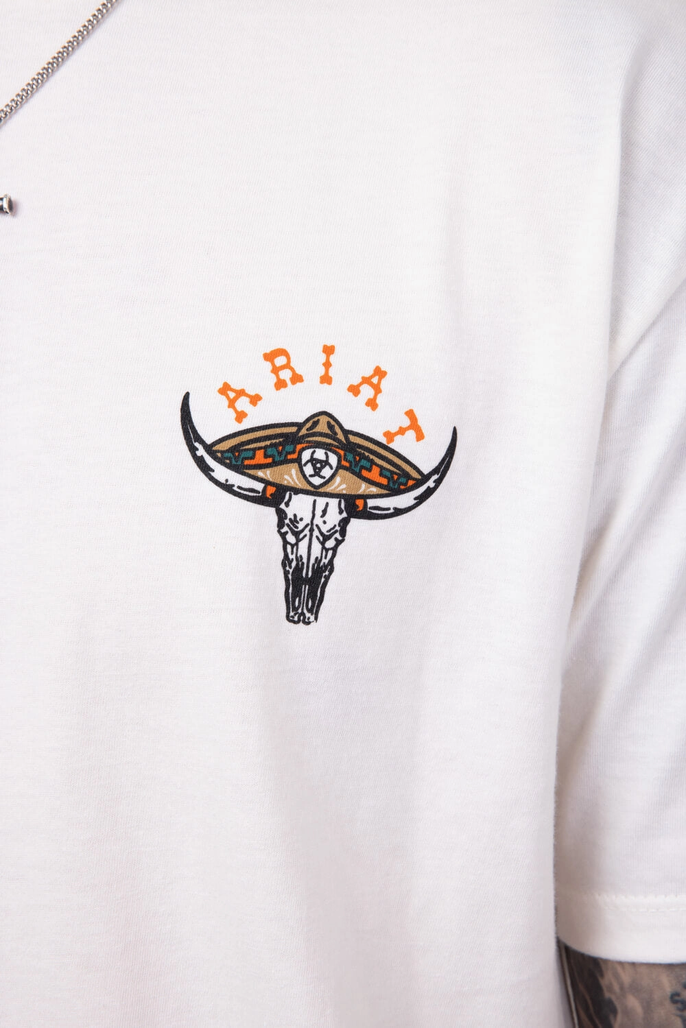 Bright and Bold Ariat Mexicali Steerhead T-Shirt for Men in White | 10054829-ANTIQUEWHITE