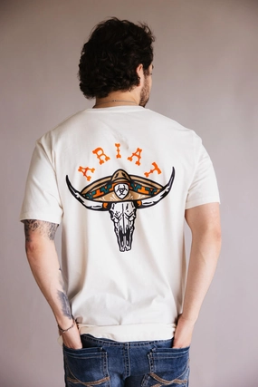 Ariat Mexicali Steerhead T-Shirt for Men in White | 10054829-ANTIQUEWHITE easygoing look