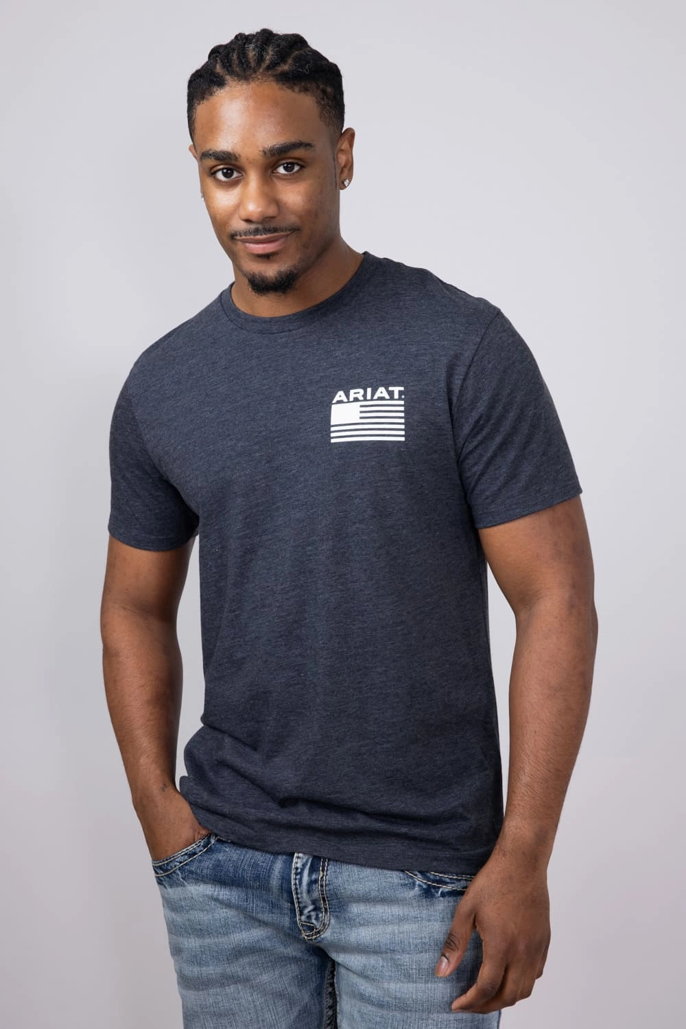 Cool Layer Wear Casual Flex Ariat RWB T-Shirt for Men in Charcoal Heather | 10054771-CHARCOAL