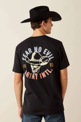 Ariat Stitched Skull T-Shirt for Men in Black | 10062423-BLACK Sublimation Resistant Fabric Cozy Wearable