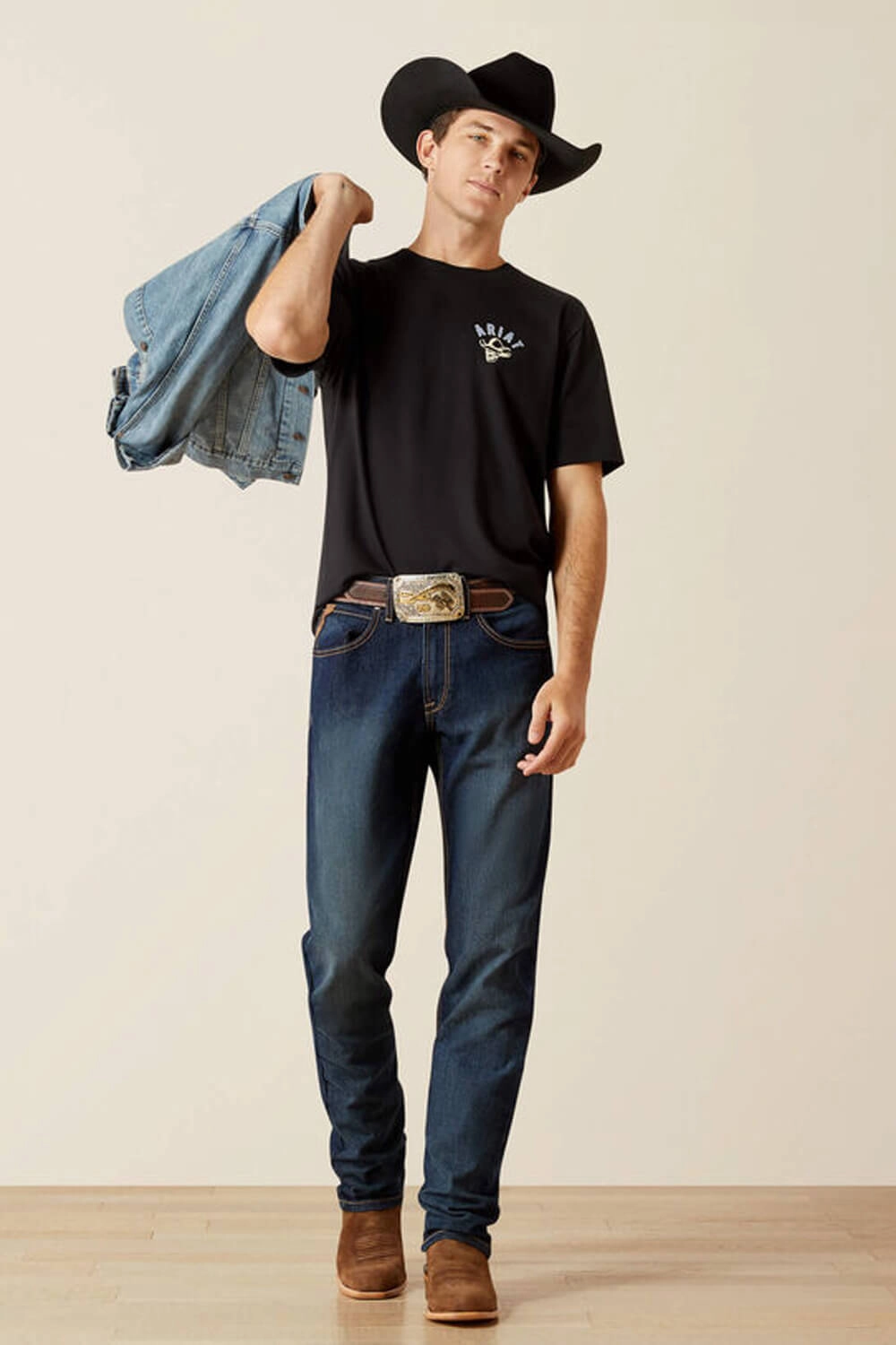 Fashion-Forward Fit Ariat Stitched Skull T-Shirt for Men in Black | 10062423-BLACK