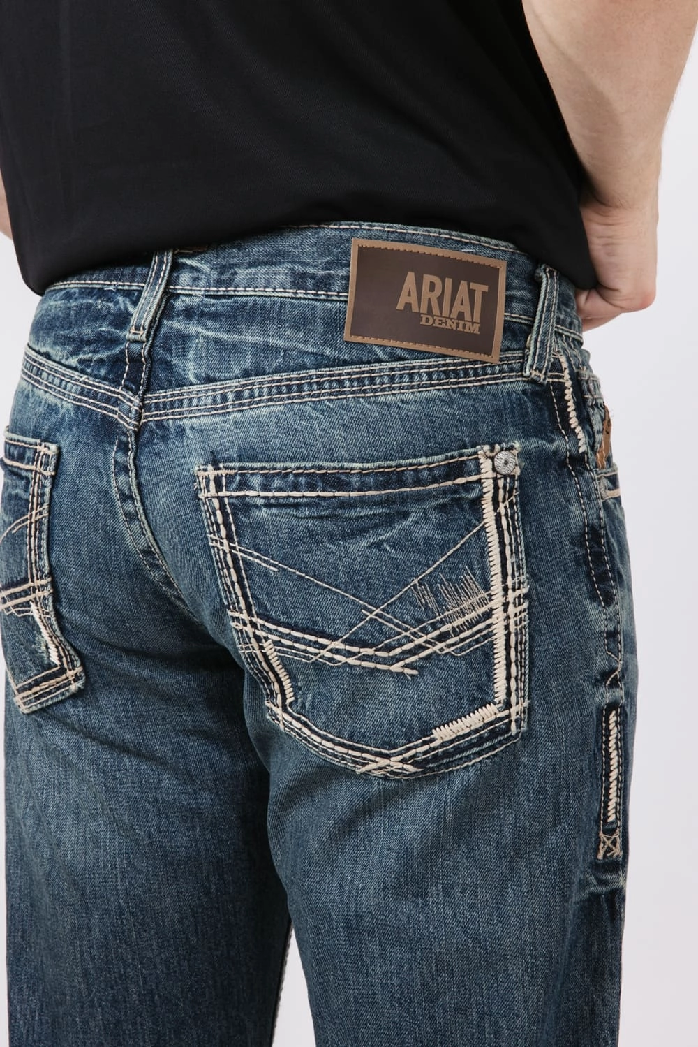Ariat Straight Fit Jeans for Men | 10012703-GAMBLER 18.5" LEG Loose Textured Travel Outfit