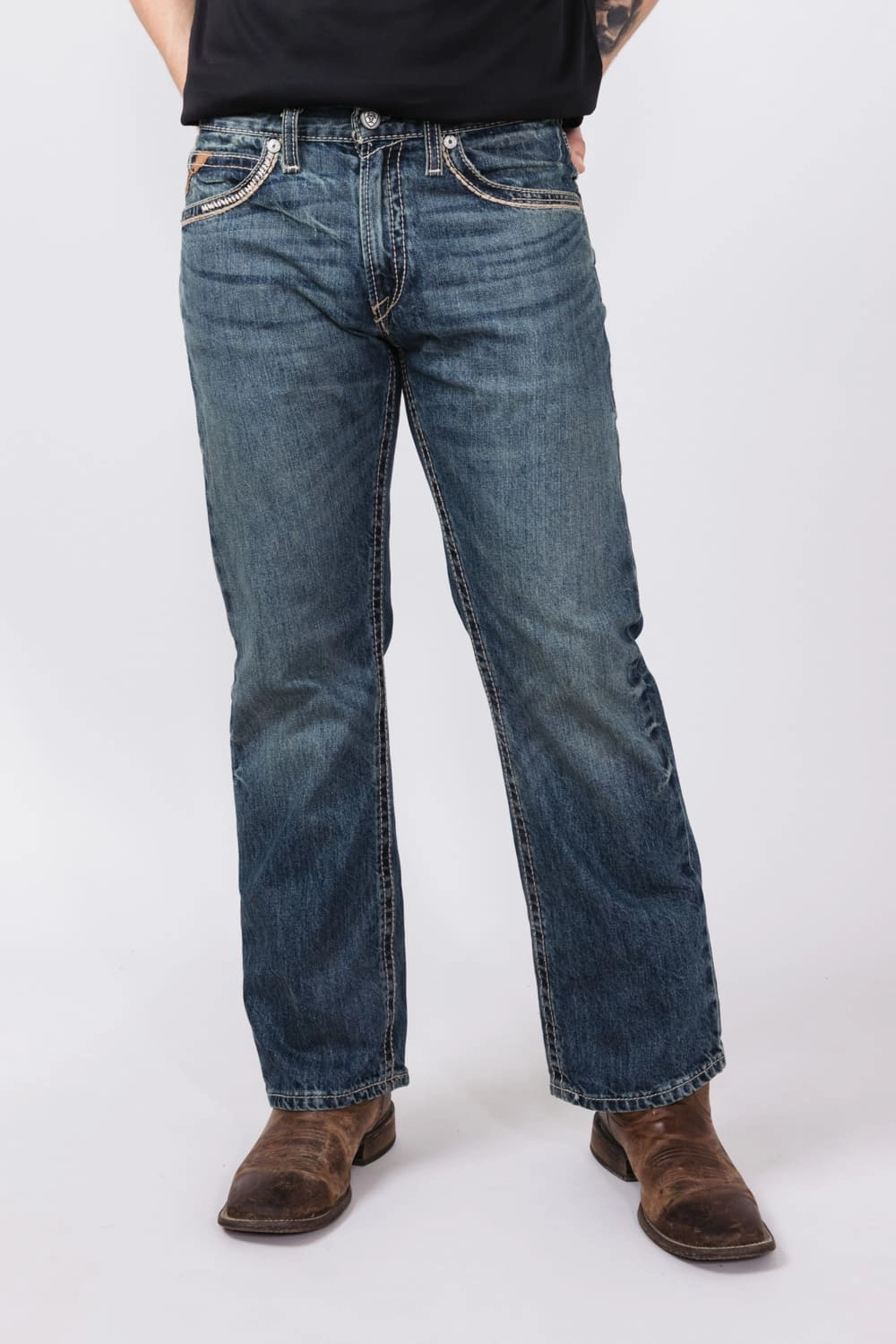 All Time Basic Weekend Style Rainy Day Ariat Straight Fit Jeans for Men | 10012703-GAMBLER 18.5" LEG